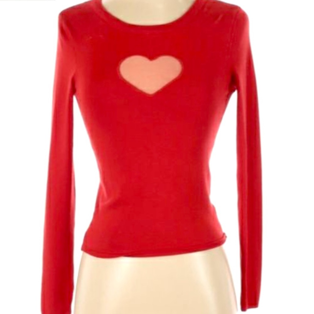 Divided H&M Mesh Heart Cutout Sweater
